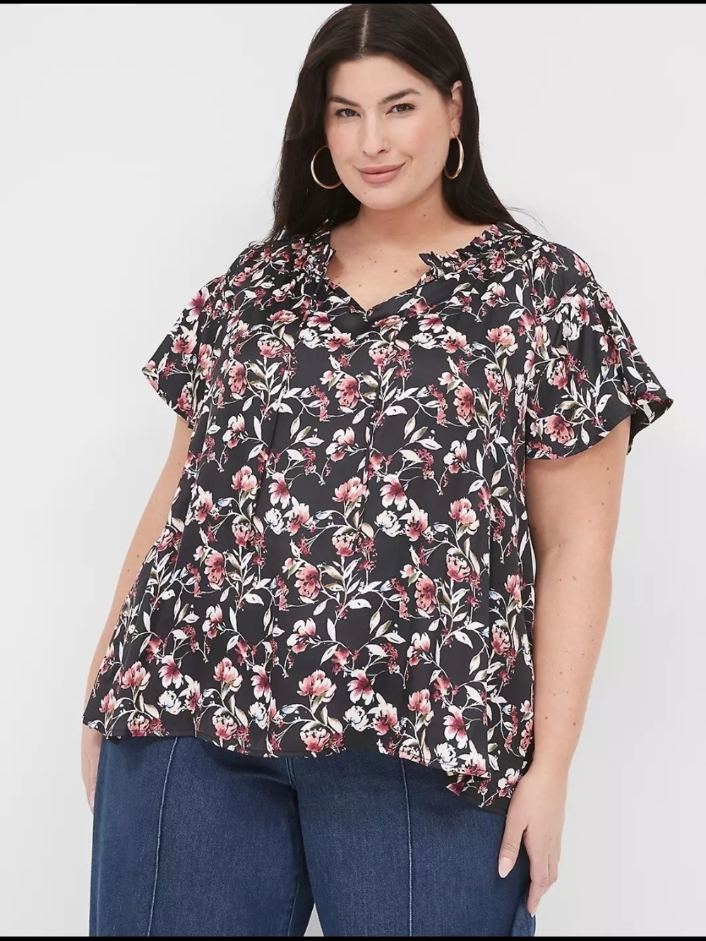 Lane Bryant Notch-Neck Satin & Knit Top
Size 18/20
☆☆New with tags☆☆